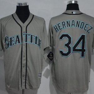 Mariners #34 Felix Hernandez Grey New Cool Base Stitched Jersey
