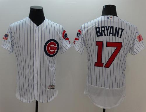 Cubs #17 Kris Bryant White Fashion Stars Stripes Flexbase Authentic Stitched Jersey