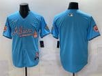 Atlanta Braves Blank Blue 2024 Atliens Peach With Outkast Patch Vapor Limited Stitched Jersey