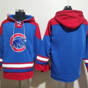 Chicago Cubs Blank Royal Red Ageless Must-Have Lace-Up Pullover Hoodie