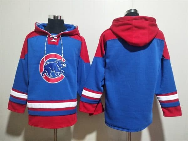 Chicago Cubs Blank Royal Red Ageless Must-Have Lace-Up Pullover Hoodie