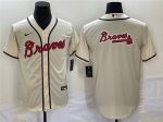 Atlanta Braves Cream Team Big Logo Cool Base Stitched Jersey