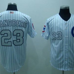 Cubs #23 Ryne Sandberg Stitched 3-Patch White Jersey