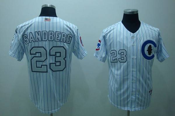 Cubs #23 Ryne Sandberg Stitched 3-Patch White Jersey