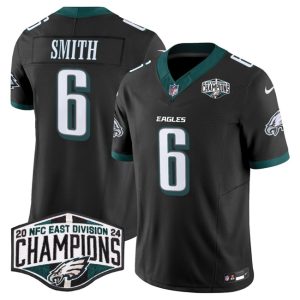 Philadelphia Eagles #6 DeVonta Smith Black 2024 New NFC East Champions F.U.S.E. Vapor Untouchable Limited Stitched Jersey