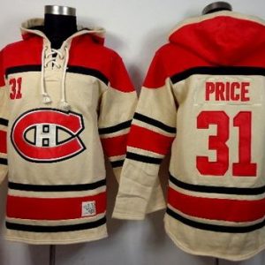 Canadiens #31 Carey Price Cream Sawyer Hooded Sweatshirt Stitched Jersey
