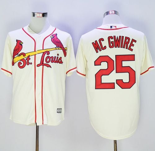 Cardinals #25 Mark McGwire Cream New Cool Base Stitched Jersey