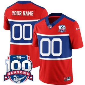 New York Giants Custom Century Red 100TH Season Commemorative Patch Limited Stitched Jersey
