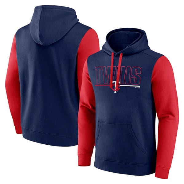 Minnesota Twins Navy Outline Fleece Pullover Hoodie