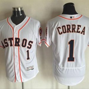 Astros #1 Carlos Correa White Flexbase Authentic Collection Stitched Jersey