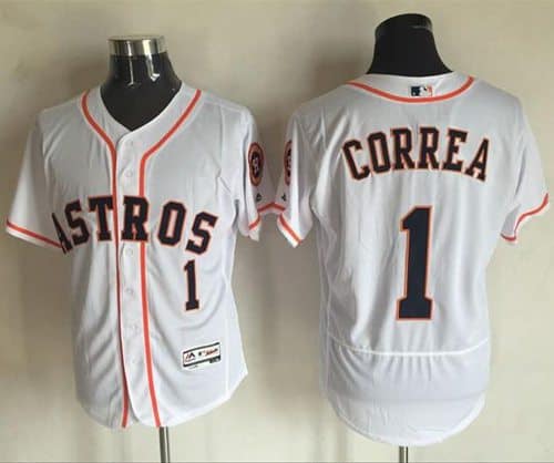 Astros #1 Carlos Correa White Flexbase Authentic Collection Stitched Jersey