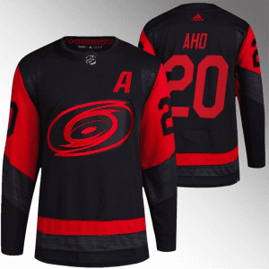 Carolina Hurricanes #20 Sebastian Aho Black Red Stadium Series Breakaway Stitched Jersey