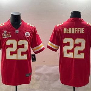 Kansas City Chiefs #22 Trent McDuffie Red 2025 Super Bowl LIX Patch Vapor Untouchable Limited Stitched Jersey