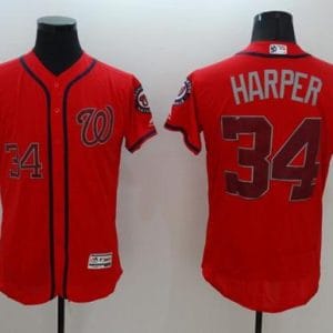 Nationals #34 Bryce Harper Red Fashion Stars Stripes Flexbase Authentic Stitched Jersey
