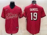 San Francisco 49ers #19 Deebo Samuel Red With Patch Cool Base Stitched Jersey