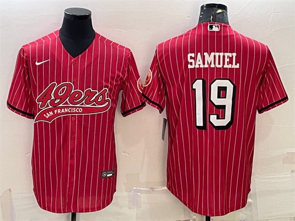 San Francisco 49ers #19 Deebo Samuel Red With Patch Cool Base Stitched Jersey