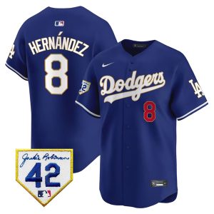 Los Angeles Dodgers #8 Enrique Hernandez Royal 2024 Jackie Robinson Patch Stitched Jersey