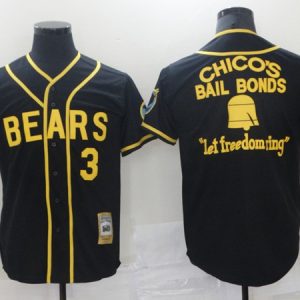 Chico's Bail Bonds Bad News Bears #3 Black Stitched Jersey