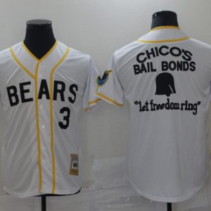 Chico's Bail Bonds Bad News Bears #3 White Stitched Jersey