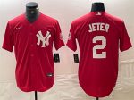 New York Yankees #2 Derek Jeter Red Cool Base Stitched Jersey
