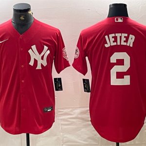 New York Yankees #2 Derek Jeter Red Cool Base Stitched Jersey