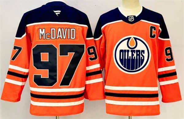 Edmonton Oilers #97 Connor McDavid Orange 2024-25 With C Patch Heritage Classic Primegreen Stitched Jersey