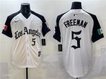 Los Angeles Dodgers #5 Freddie Freeman White Black Mexico 2025 LA Gothic Style With Fernando Patch Vapor Premier Limited Stitched Jersey