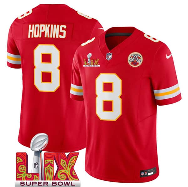 Kansas City Chiefs #8 DeAndre Hopkins Red 2025 F.U.S.E. Super Bowl LIX Patch Vapor Untouchable Limited Stitched Jersey