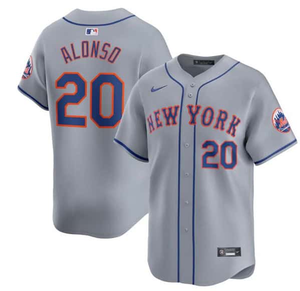 New York Mets #20 Pete Alonso 2024 Gray Away Limited Stitched Jersey