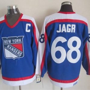 Rangers #68 Jaromir Jagr Blue White CCM Throwback Stitched Jersey