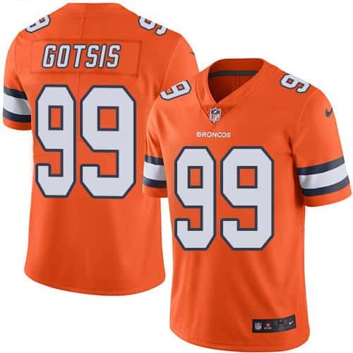 Broncos #99 Adam Gotsis Orange Stitched Limited Rush Nike Jersey