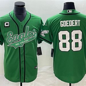 Philadelphia Eagles #88 Dallas Goedert Green With C Patch Cool Base Stitched Jersey