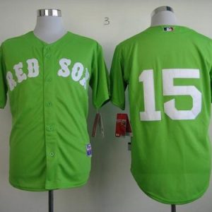 Red Sox #15 Dustin Pedroia Green Stitched Jersey