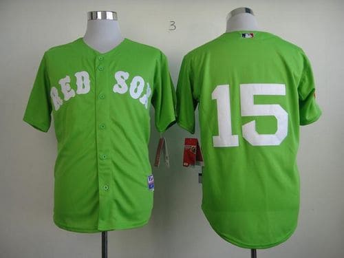 Red Sox #15 Dustin Pedroia Green Stitched Jersey