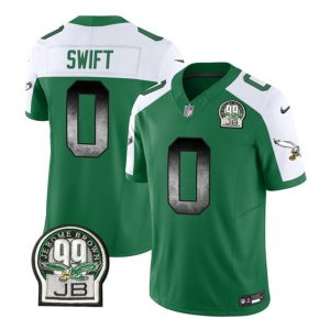Philadelphia Eagles #0 D'Andre Swift Green White 2023 F.U.S.E. Throwback Vapor Untouchable Limited Stitched Jersey