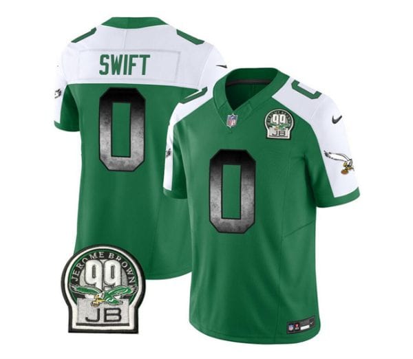 Philadelphia Eagles #0 D'Andre Swift Green White 2023 F.U.S.E. Throwback Vapor Untouchable Limited Stitched Jersey