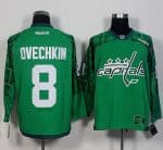 Capitals #8 Alex Ovechkin Green St. Patrick's Day New Stitched Jersey