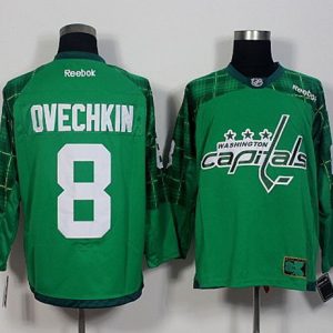 Capitals #8 Alex Ovechkin Green St. Patrick's Day New Stitched Jersey