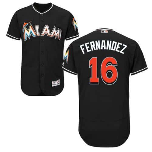 Marlins #16 Jose Fernandez Black Flexbase Authentic Collection Stitched Jersey