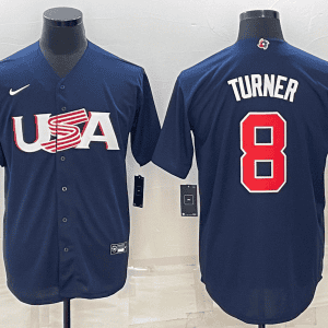 USA #8 Trea Turner 2023 Navy World Classic Stitched Jersey