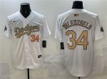 Los Angeles Dodgers #34 Toro Valenzuela White 2025 Gold Collection Limited Stitched Jersey