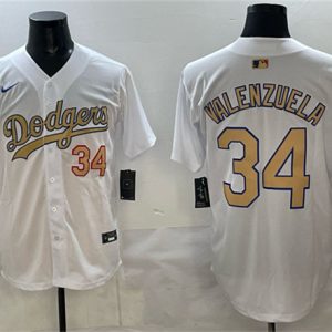 Los Angeles Dodgers #34 Toro Valenzuela White 2025 Gold Collection Limited Stitched Jersey
