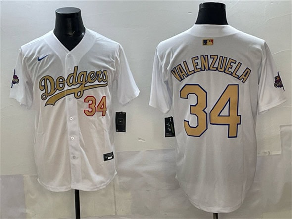Los Angeles Dodgers #34 Toro Valenzuela White 2025 Gold Collection Limited Stitched Jersey