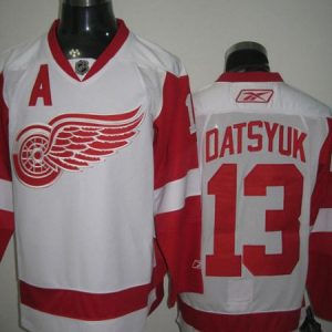 Red Wings #13 Pavel Datsyuk Stitched White Jersey
