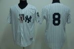 Yankees #8 Yogi Berra Stitched White Jersey