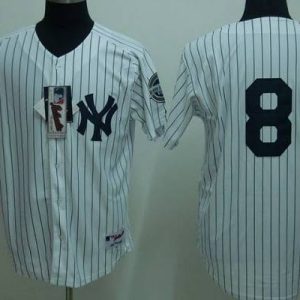Yankees #8 Yogi Berra Stitched White Jersey