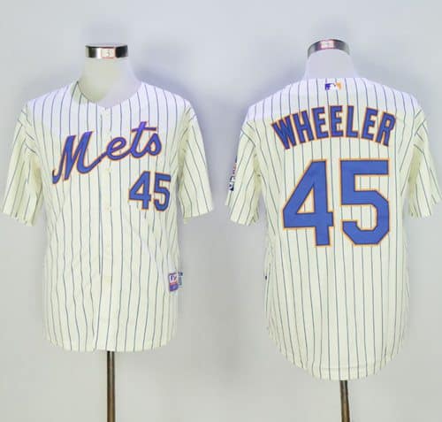 Mets #45 Zack Wheeler Cream(Blue Strip) Alternate Cool Base Stitched Jersey