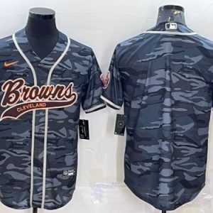Cleveland Browns Blank Gray Camo With Patch Cool Base Stitched Jersey