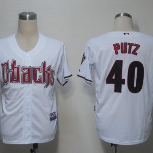 Diamondbacks #40 J.J Putz White Cool Base Stitched Jersey
