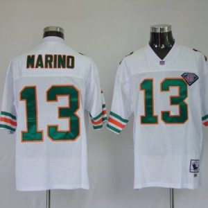 Mitchell And Ness Dolphins Dan Marino #13 White Stitched 75TH Anniversary Jersey